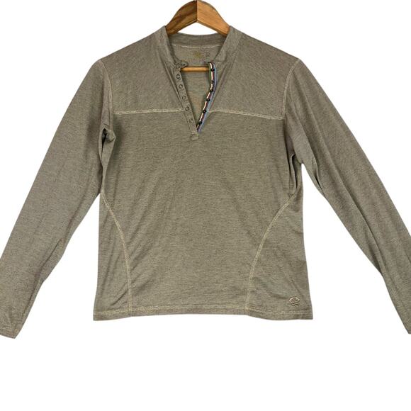 Mountain Hard Wear Base Layer Henley Womens Small Snap Neck Tan Lightweight - Picture 1 of 10